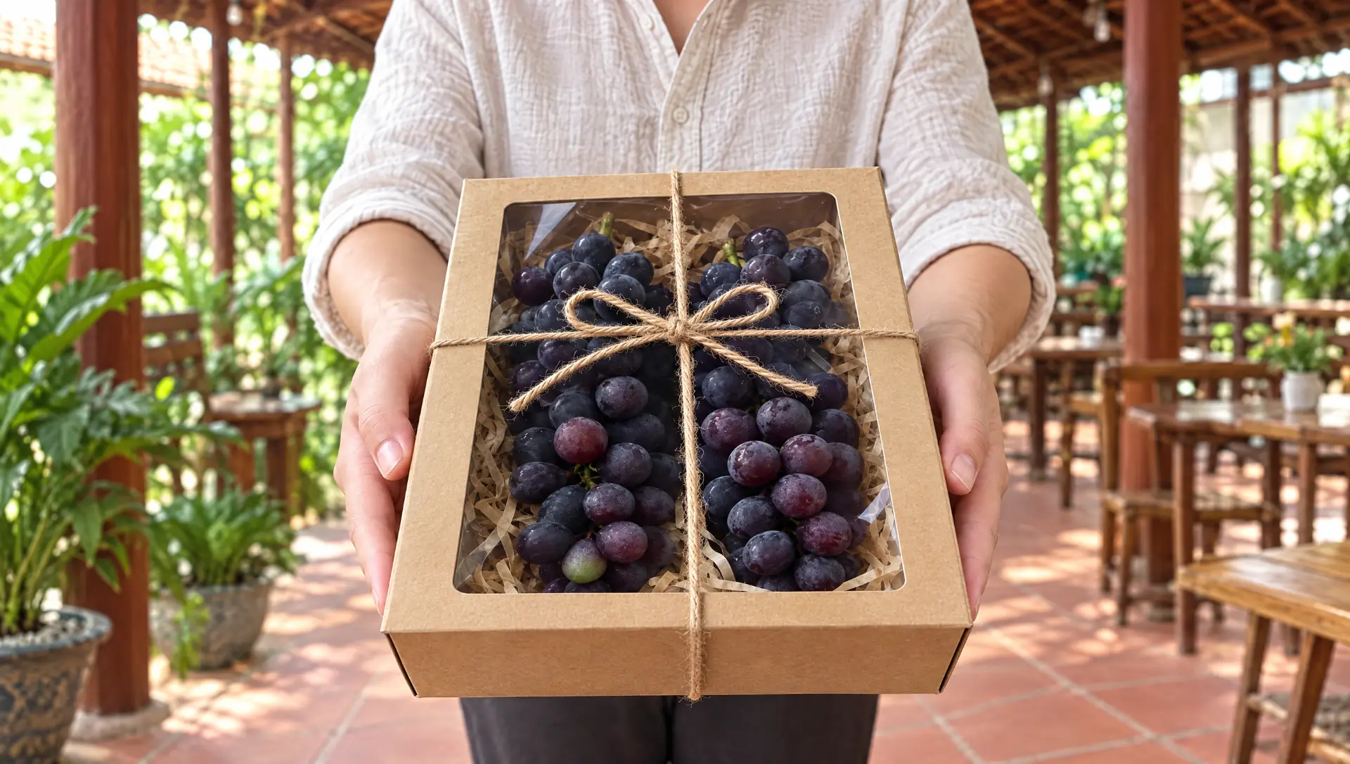 Hộp quà nho hạ đen mang về